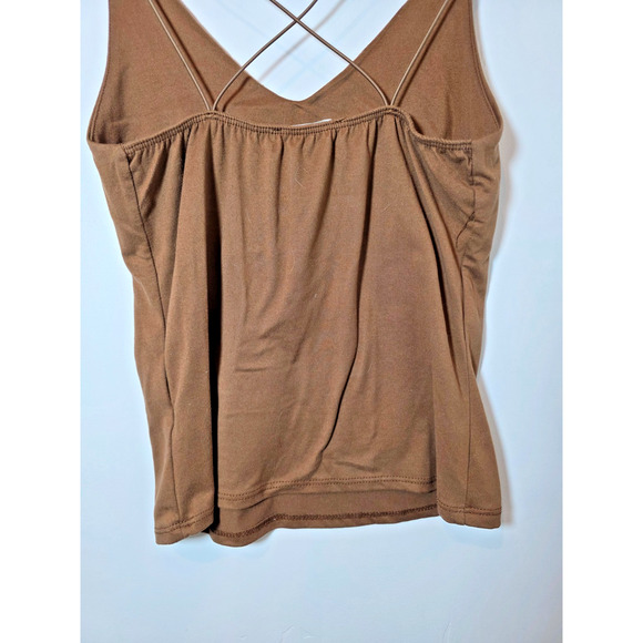 Vintage Y2k Brown Cami Top Women's Spaghetti Strap Cropped Size Small - Picture 6 of 8
